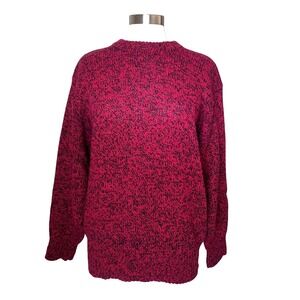 Vintage American Outback Knit Sweater Women XL Red Black Speckled Wool Blend